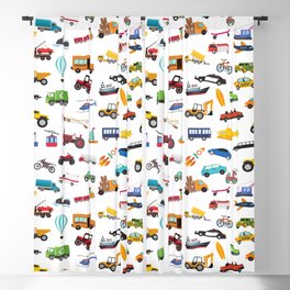 Little Boy Things That Move Vehicle Cars Pattern for Kids Blackout Curtain