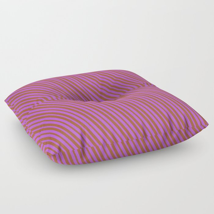 Orchid and Sienna Colored Lines/Stripes Pattern Floor Pillow