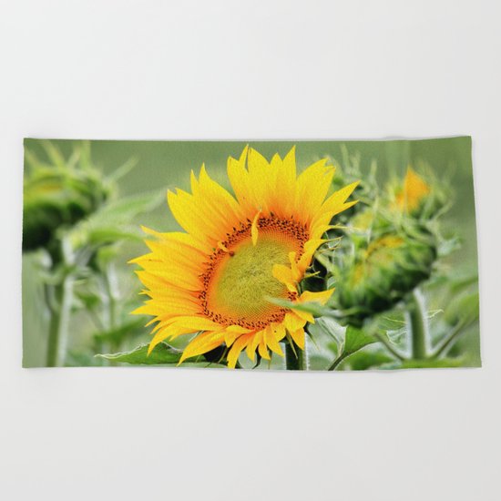 Yellow Sunflower Beach Towel