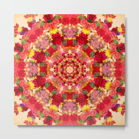 Vintage Flowers In The Round Metal Print
