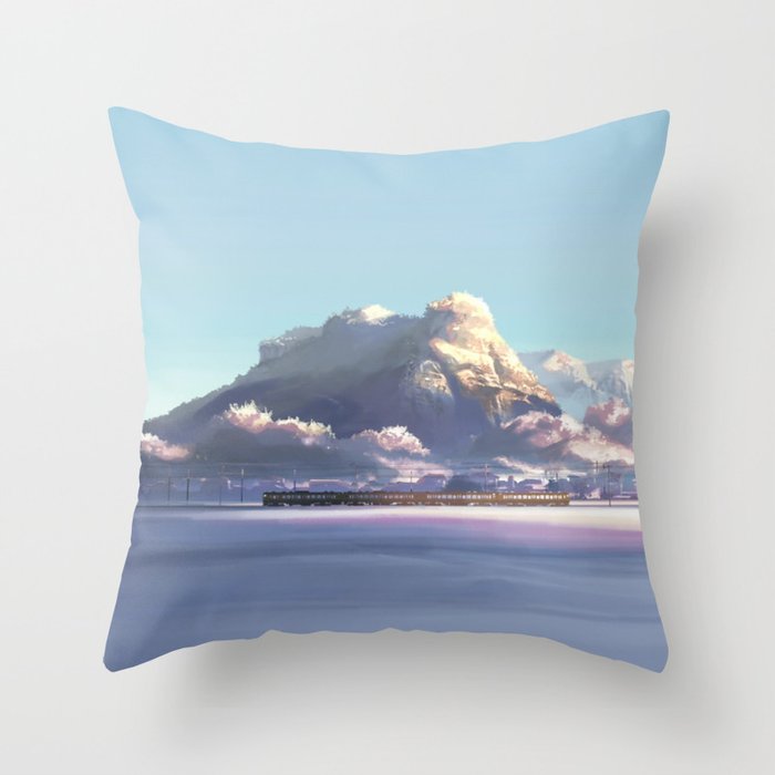 Passing Train Inspired from 5 centimeters per second Throw Pillow