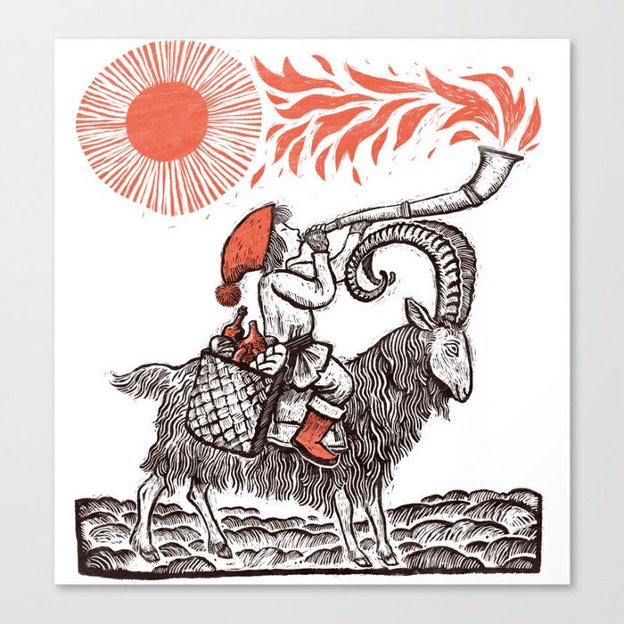 Yule Goat and Solstice horn Canvas Print