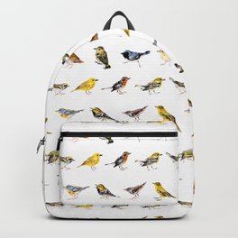 Warbler and Vireo Pattern on White Backpack