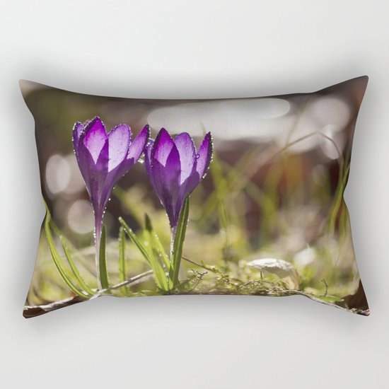 Crocuses at early backlight Rectangular Pillow