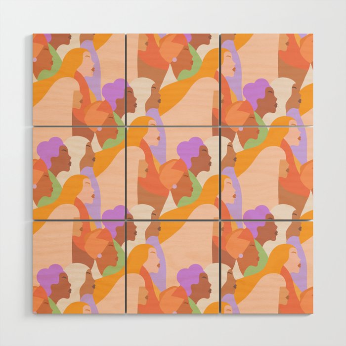 Girl Power - Diversity in Colour - Pattern Wood Wall Art