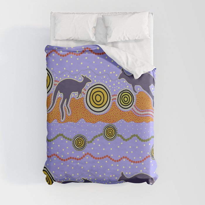 Authentic Aboriginal Art - Kangaroo Dreaming Duvet Cover