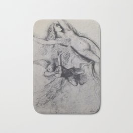 Cherub and a woman by Gustave Moreau Bath Mat