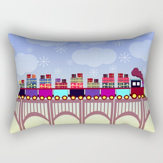 A train with Christmas gifts Rectangular Pillow