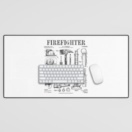 Firefighter Fire Department Fireman Vintage Patent Print Desk Mat