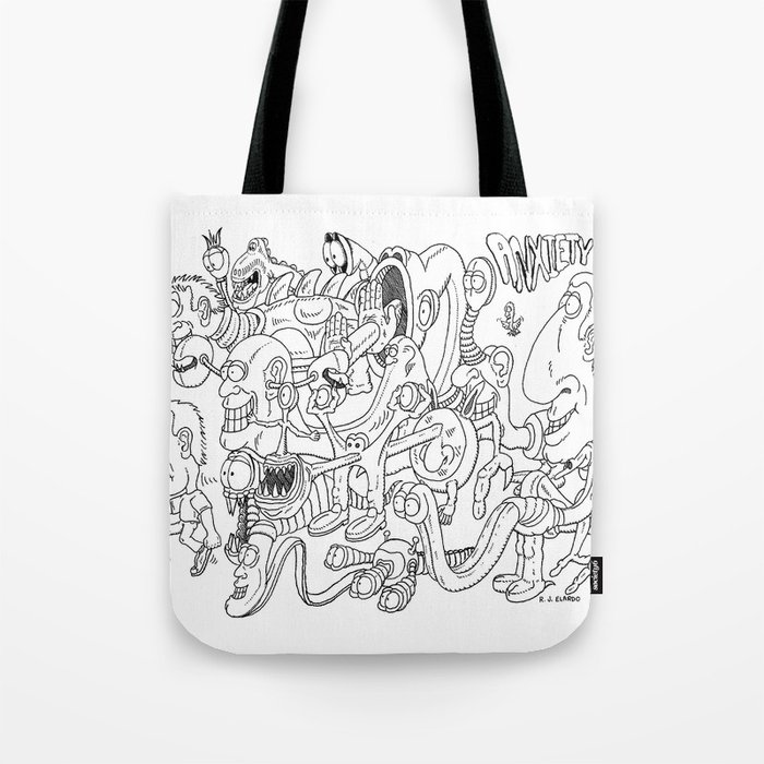 Anxiety Life Stress Cartoon Drawing Tote Bag By