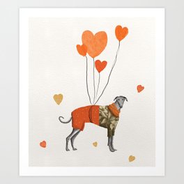 The greyhound with the balloons Art Print