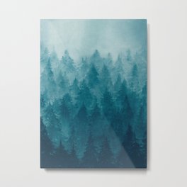 Misty Pine Forest Metal Print | Digital, Watercolor, Fog, Tree, Wild, Wanderllust, Adventure, Mist, Mountain, Landscape 