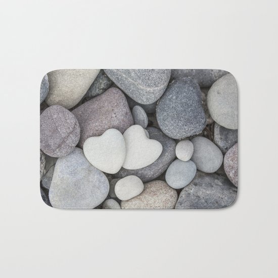 Heart Pebble Stone Mineral Love Symbol Bath Mat