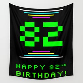 [ Thumbnail: 82nd Birthday - Nerdy Geeky Pixelated 8-Bit Computing Graphics Inspired Look Wall Tapestry ]