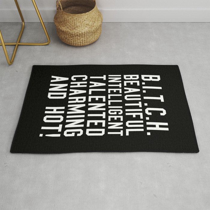 Bitch Acronym Or Abbreviation Black And White Rug By