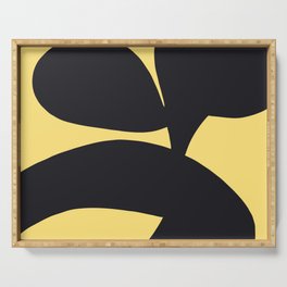 Abstract Minimal Flower Yellow and Black Serving Tray