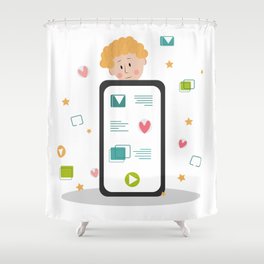 Smartphone and people Shower Curtain