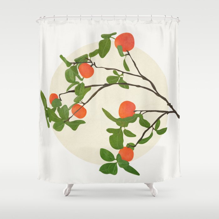 Orange Tree Branch Shower Curtain
