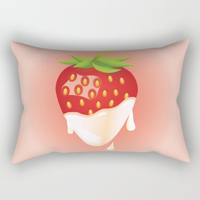 Strawberry covered with cream Rectangular Pillow