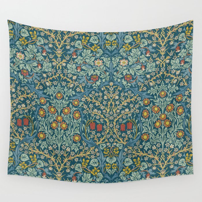 William Morris Vintage Blackthorn Bright Indigo Wall Tapestry