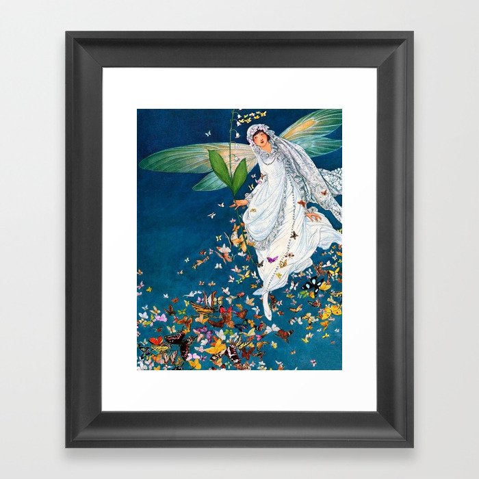 Bride in Paris with Calla Lilies and Butterflies portrait painting by George Wolfe Plank Framed Art Print
