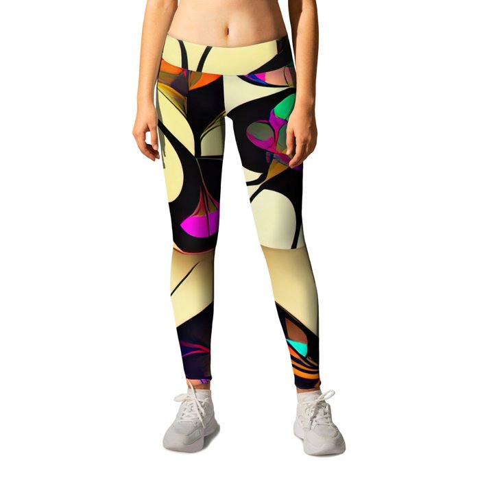 Art Deco Neon Fractal Butterflies 1 Leggings