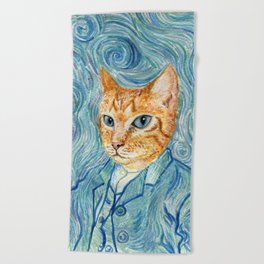 Kitten van Gogh Beach Towel