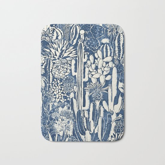 Indigo cacti Bath Mat