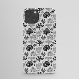 Black Coral Silhouette Pattern iPhone Case