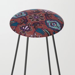 Red and Blue Floral Texture Background Counter Stool