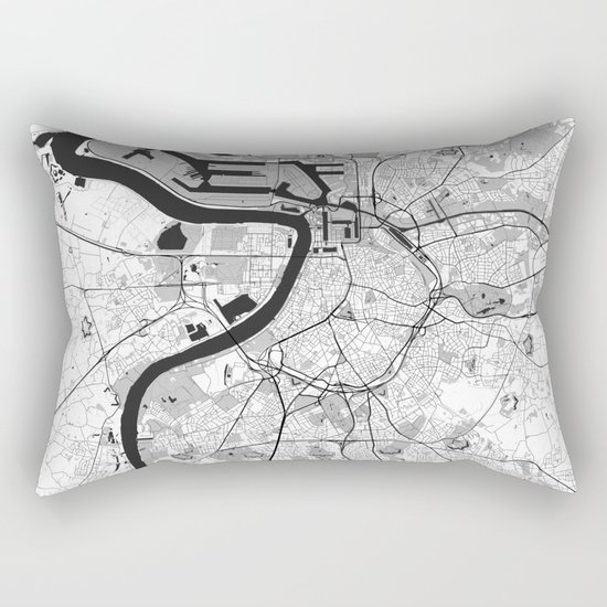 Antwerp Map Gray Rectangular Pillow