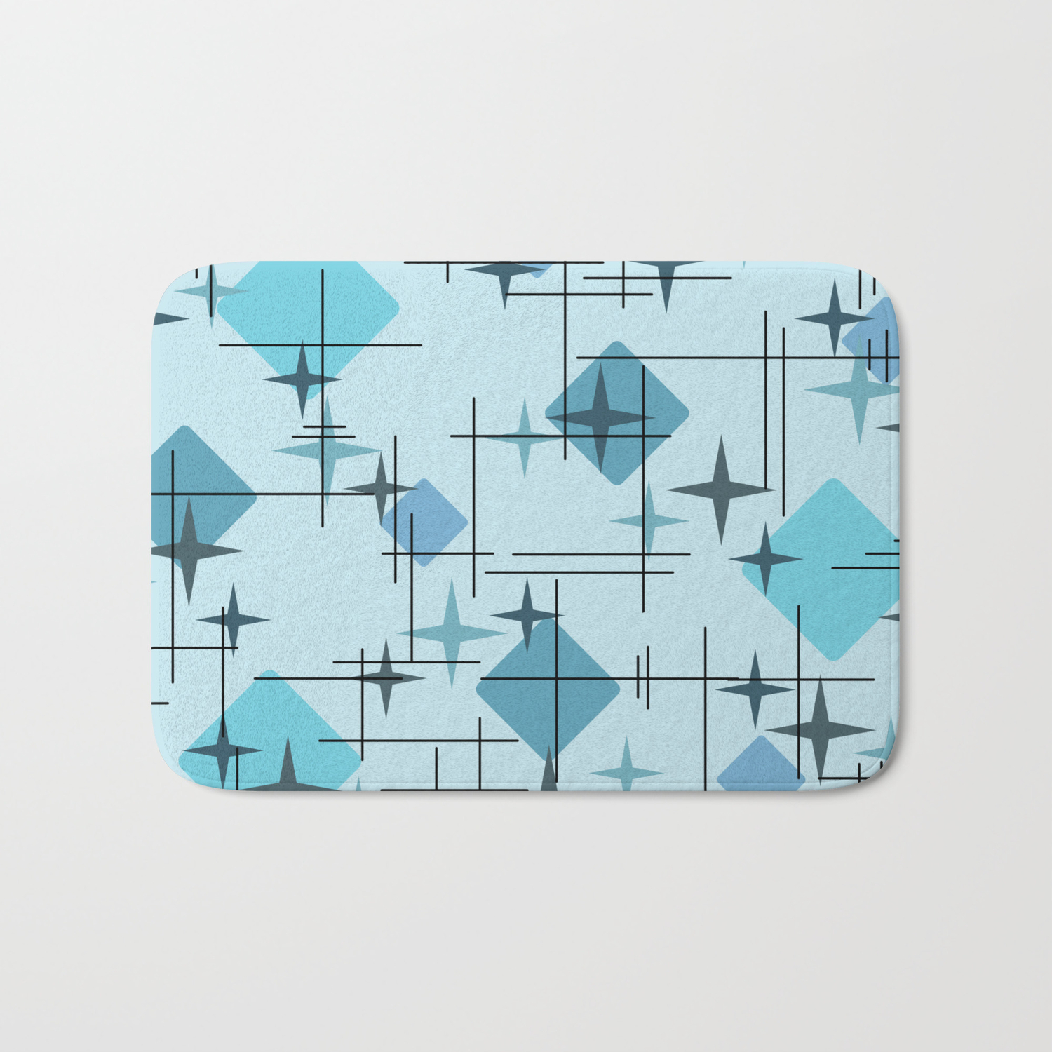 Midcentury Modern Pattern Blue Bath Mat By Zennykenny Society6