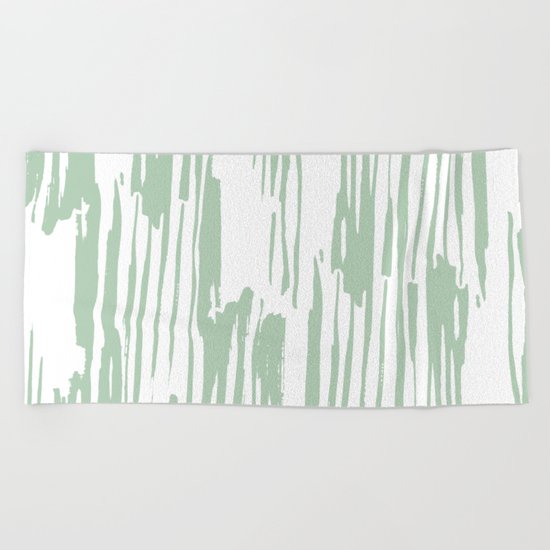 Bamboo Stripe Pastel Cactus Green White Beach Towel