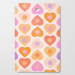 'You & Me' Retro Heart and daisy pattern Cutting Board
