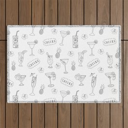 Cocktail Glasses Monochrome Outdoor Rug