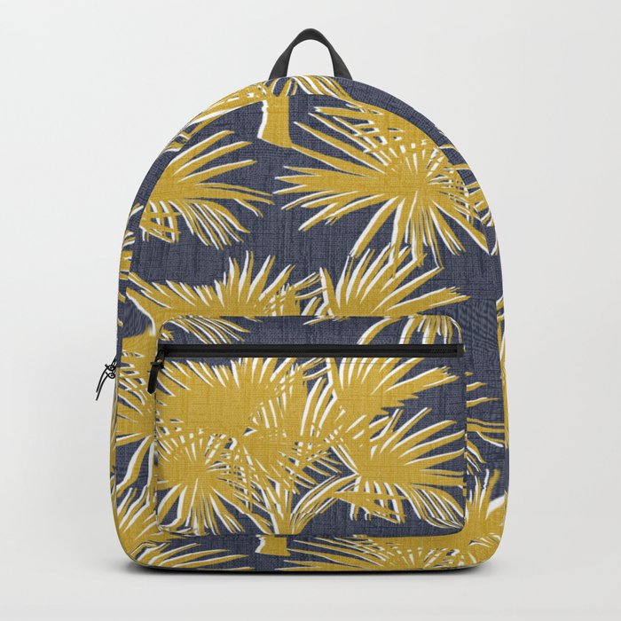 70’s Palm Trees Silhouette Gold on Navy Backpack