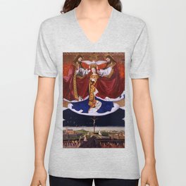 Coronation of the Virgin - Enguerrand Quarton (1454) V Neck T Shirt