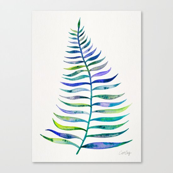 Indigo Palm Leaf Canvas Print