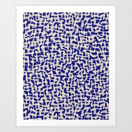 Playful strokes #3 / Beige on Blue Art Print