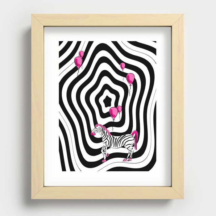 Pink Zebra Dream Recessed Framed Print