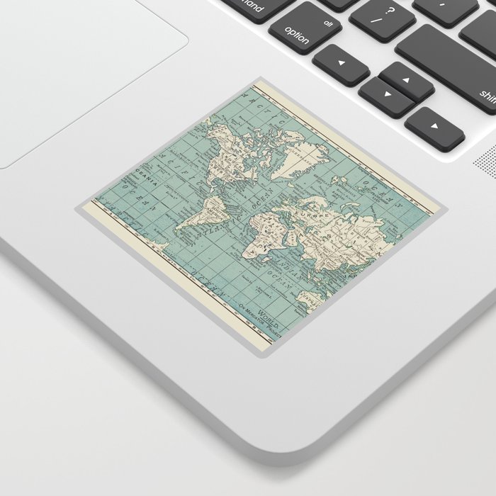 World Map in Blue and Cream Sticker