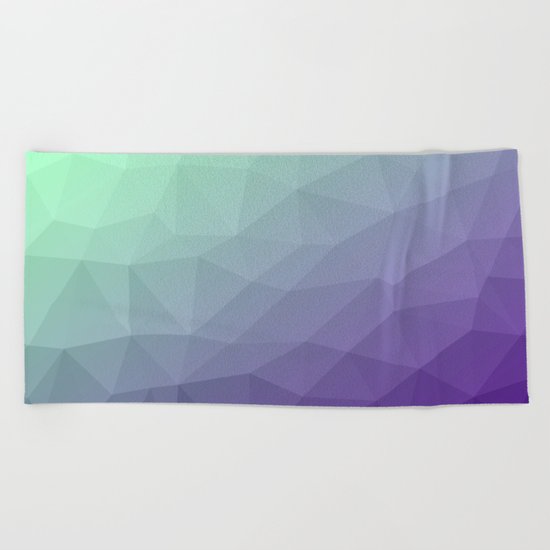 Purple green ombre gradient geometric mesh Beach Towel