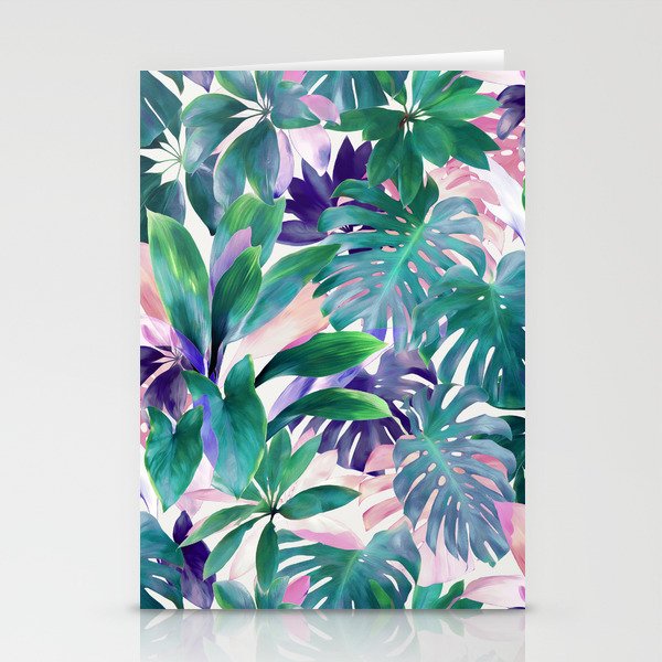 Pastel Summer Tropical Emerald Jungle Stationery Cards