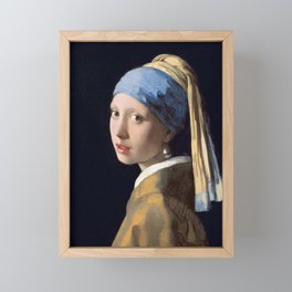 Girl with a Pearl Earring. Vermeer. Framed Mini Art Print