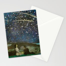 Shooting Stars, Summer Night by the Sea, Watch Hill, Rhode Island landscape by Franz Von Stuck Stationery Card