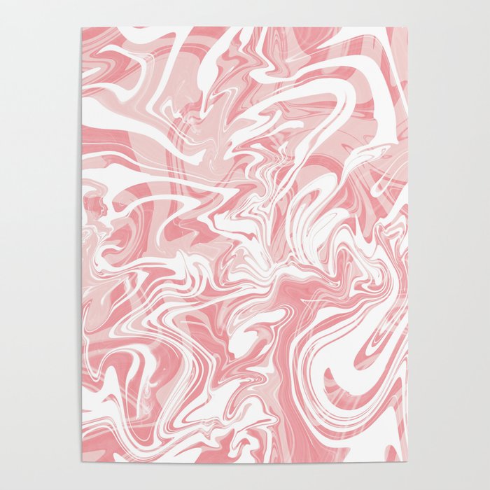 Pretty white and pink marble design Poster
