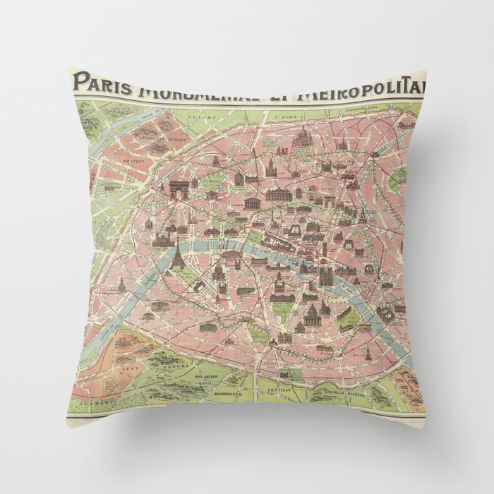 Paris monumental et métropolitain. Throw Pillow