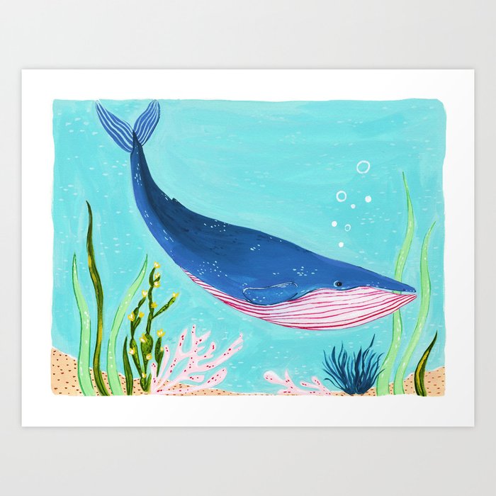 Blue Whale Art Print By Talulachristiandesigns Society6