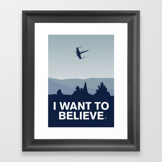 My I want to believe minimal poster-xwing Framed Art Print