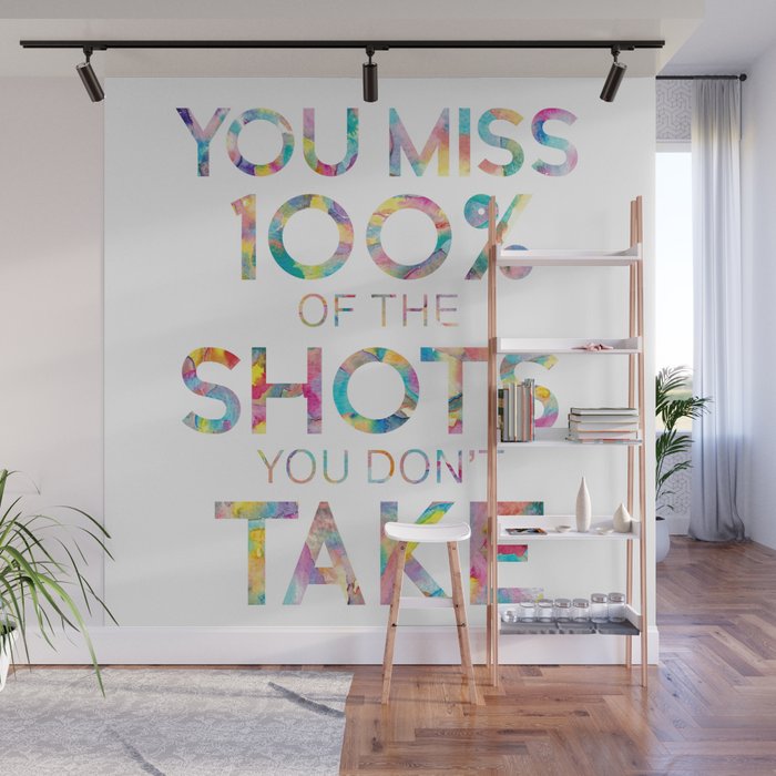 You miss 100% of the shots you don't take sport watercolor Wall Mural